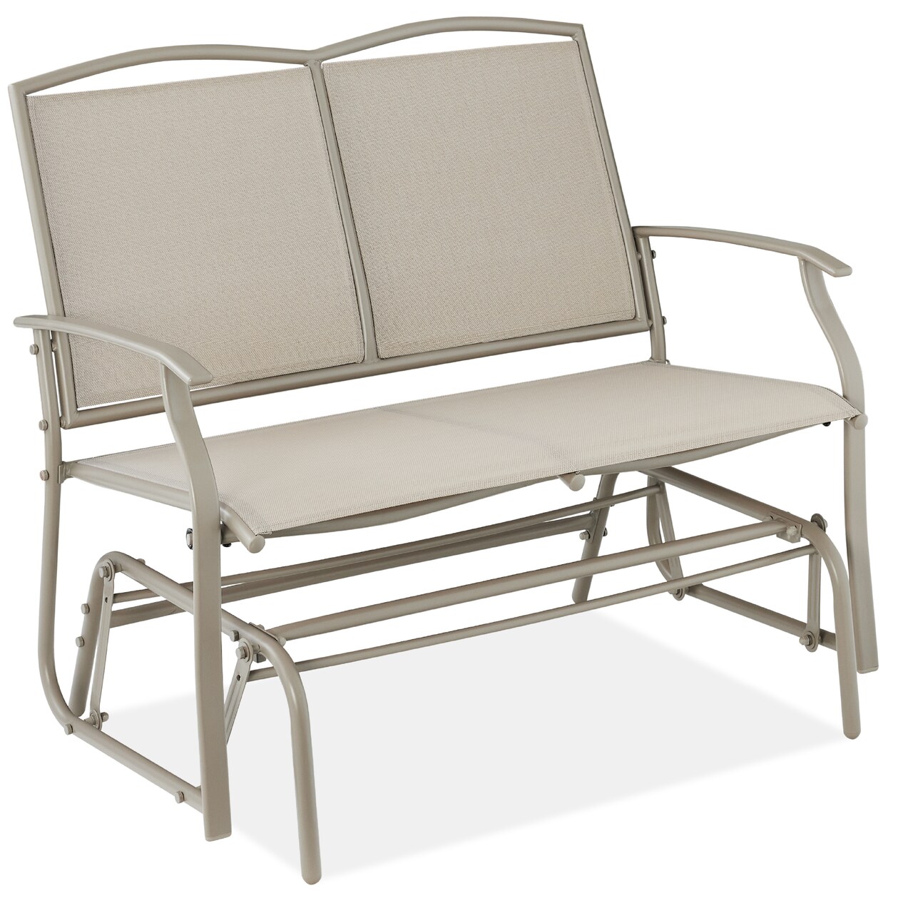 Best Choice Products 2-Person Outdoor Swing Glider, Steel Patio Loveseat, Bench Rocker w/ Armrests